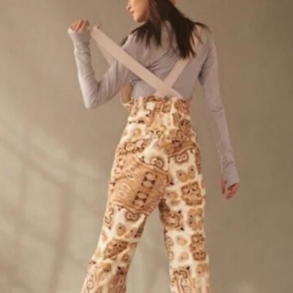 Free People Alpine Glow Printed Snow Bib Brushed Sail Paisley - Picture 3 of 4